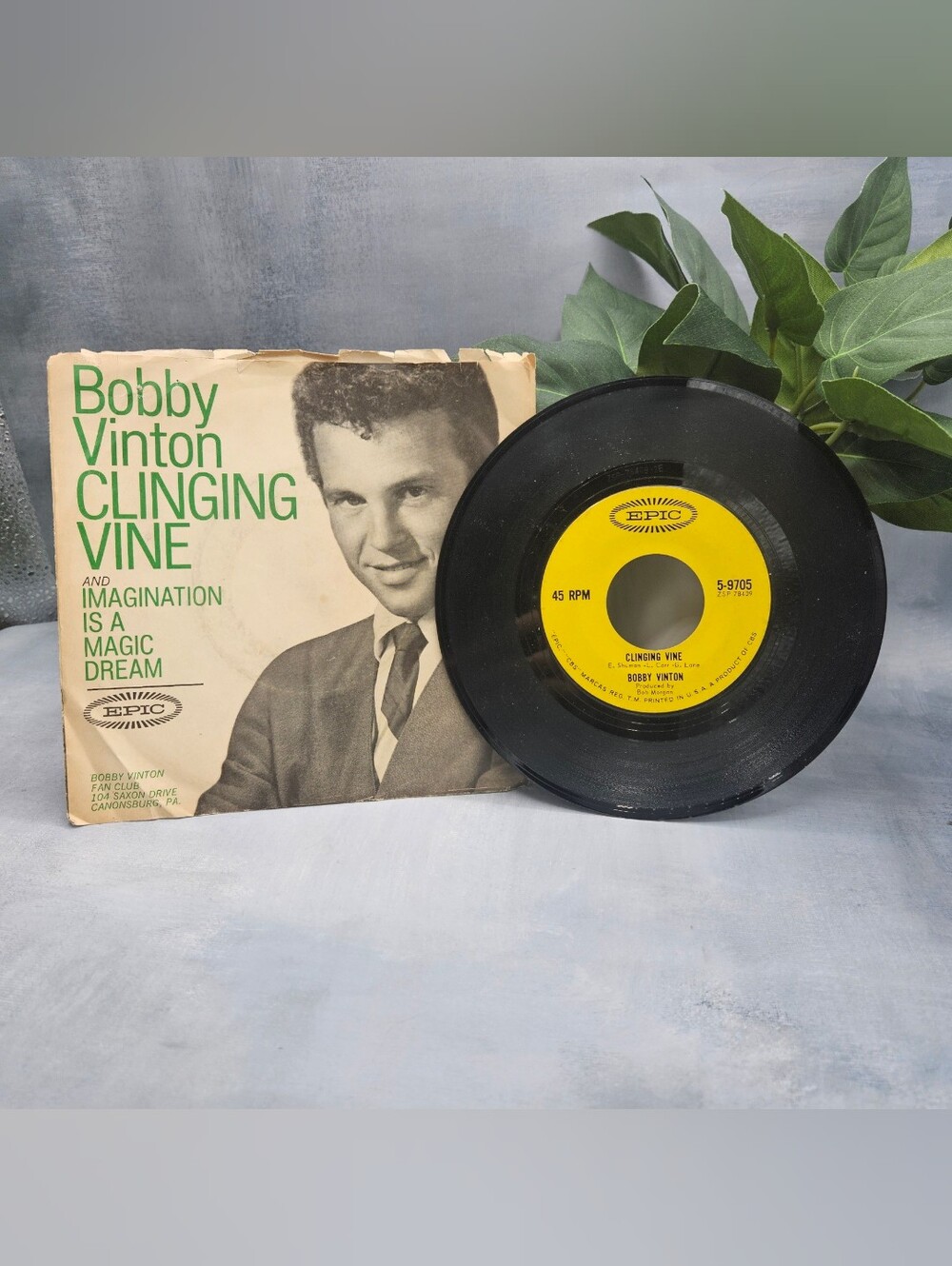 Bobby Vinton 1964 vintage  "Clinging Vine" 45 RPM vinyl record with its original
